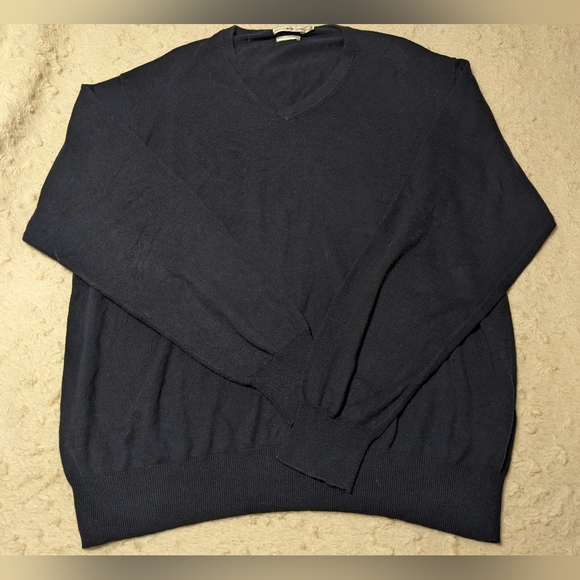 Peter Millar Navy Blue Cashmere Cotton Blend V-Neck Lightweight Sweater sz XXL